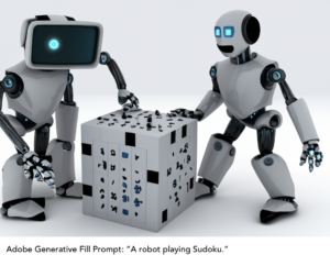 Adobe Generative Fill Prompt: Robot playing Sudoku